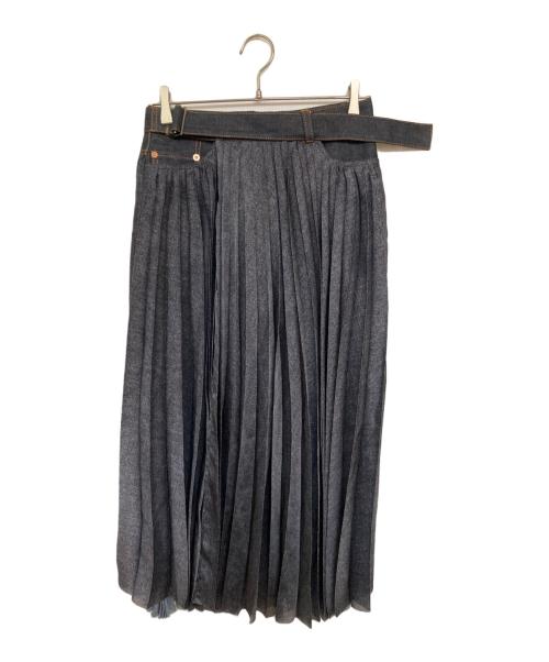sacai（サカイ）sacai (サカイ) デニムプリーツスカート インディゴ サイズ:1の古着・服飾アイテム