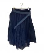 sacaiサカイ）の古着「ギャザープリーツウールハーフパンツ」｜ネイビー