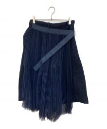 sacai（サカイ）の古着「ギャザープリーツウールハーフパンツ」｜ネイビー