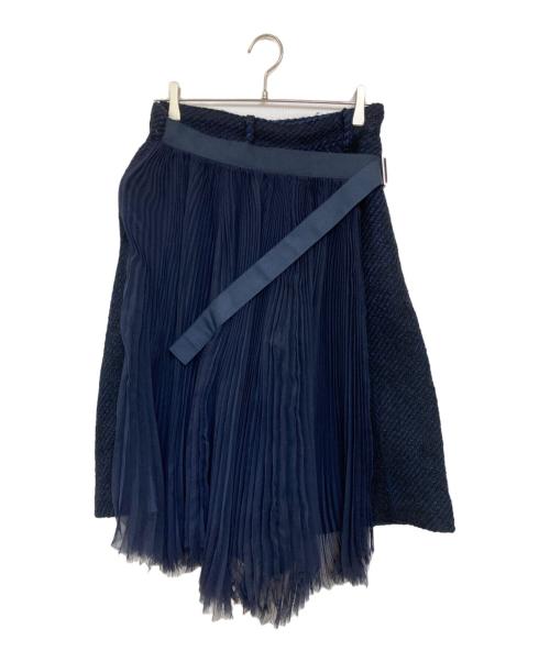 sacai（サカイ）sacai (サカイ) ギャザープリーツウールハーフパンツ ネイビー サイズ:2の古着・服飾アイテム