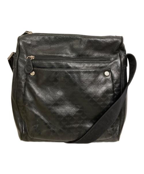 EMPORIO ARMANI（エンポリオアルマーニ）EMPORIO ARMANI (エンポリオアルマーニ) レザーショルダーバッグ ブラックの古着・服飾アイテム