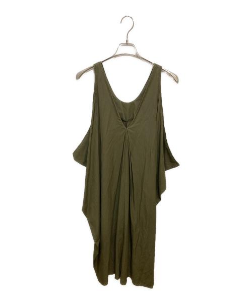 mizuiro-ind（ミズイロインド）mizuiro-ind (ミズイロインド) 変形ノースリーブワンピース カーキ サイズ:Freeの古着・服飾アイテム