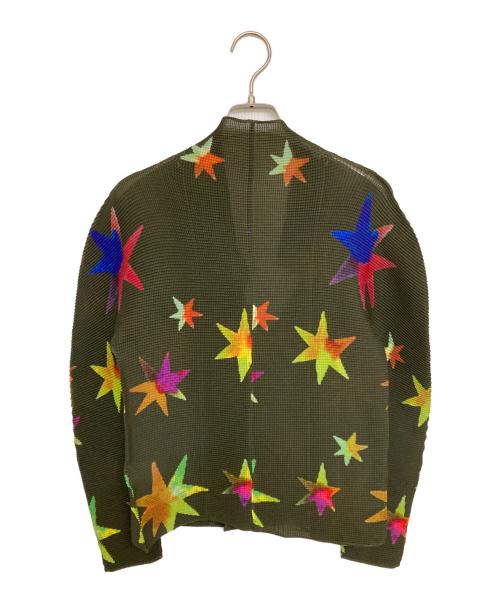 me ISSEY MIYAKE（ミーイッセイ ミヤケ）me ISSEY MIYAKE (ミーイッセイ ミヤケ) 総柄プリーツジャケット カーキ サイズ:FREEの古着・服飾アイテム