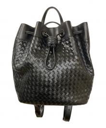 COLE HAAN（コールハーン）の古着「ウォーブン レザー ドローストリングリュック」｜ブラック