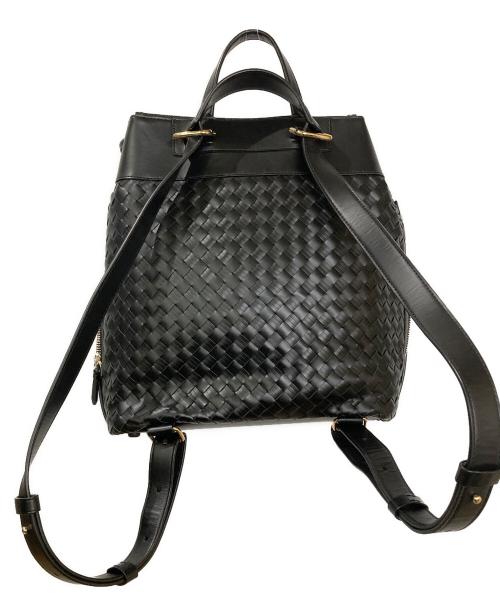 COLE HAAN（コールハーン）COLE HAAN (コールハーン) ウォーブン レザー ドローストリングリュック ブラックの古着・服飾アイテム