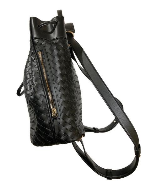 COLE HAAN（コールハーン）COLE HAAN (コールハーン) ウォーブン レザー ドローストリングリュック ブラックの古着・服飾アイテム