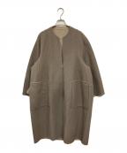 DRAWERドゥロワー）の古着「ウールカシミヤリバーノーカラーコート」｜ブラウン