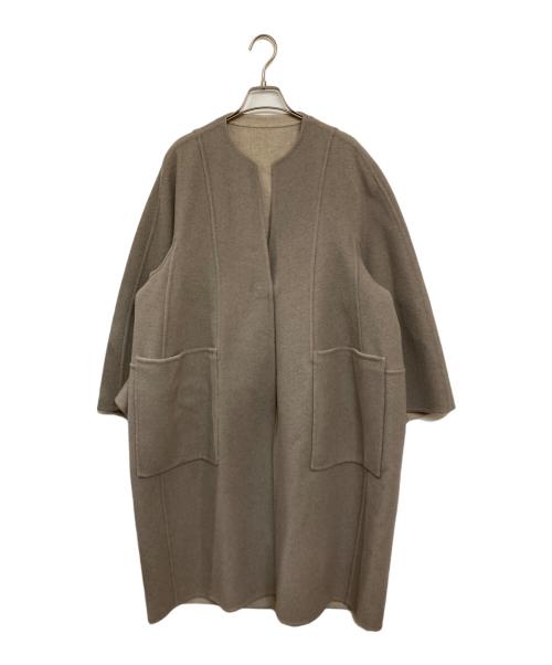 DRAWER（ドゥロワー）Drawer (ドゥロワー) ウールカシミヤリバーノーカラーコート ブラウン サイズ:38の古着・服飾アイテム