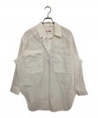 Spick and Spanスピック＆スパン）の古着「オウミサラシチュニックプルオーバーシャツ」｜ホワイト