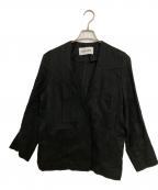 BABYLONEバビロン）の古着「リネンノーカラージャケット」｜ブラック