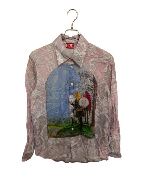 DIESEL（ディーゼル）DIESEL (ディーゼル) グラフィックシャツ ピンク サイズ:44の古着・服飾アイテム