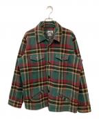 stussyステューシー）の古着「古着チェックシャツジャケット」｜グリーン×レッド