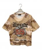 U/MUSIC×International Galleryユーミュージック×インターナショナルギャラリー）の古着「UNDERSONG Nas カモフラージュ グラフィック Tシャツ」｜ベージュ