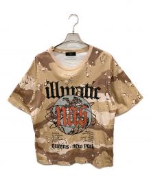 U/MUSIC×International Gallery（ユーミュージック×インターナショナルギャラリー）の古着「UNDERSONG Nas カモフラージュ グラフィック Tシャツ」｜ベージュ
