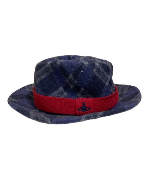 Vivienne Westwood（ヴィヴィアンウエストウッド）Vivienne Westwood (ヴィヴィアンウエストウッド) オーブ刺繍ウールハット ネイビー サイズ:SーMの古着・服飾アイテム