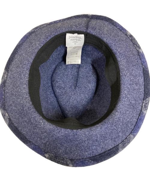 Vivienne Westwood（ヴィヴィアンウエストウッド）Vivienne Westwood (ヴィヴィアンウエストウッド) オーブ刺繍ウールハット ネイビー サイズ:SーMの古着・服飾アイテム