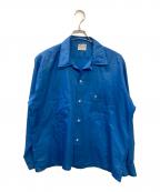 PERMANENT PRESSパーマネントプレス）の古着「ヴィンテージオープンカラーシャツ」｜ブルー