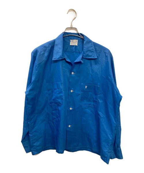 PERMANENT PRESS（パーマネントプレス）PERMANENT PRESS (パーマネントプレス) ヴィンテージオープンカラーシャツ ブルー サイズ:Lの古着・服飾アイテム