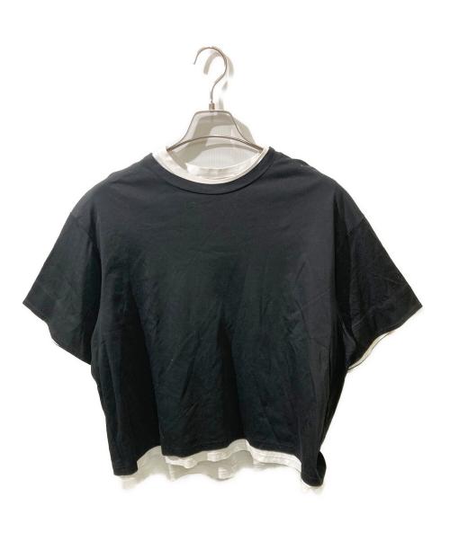 LOHEN（ローヘン）LOHEN (ローヘン) バイカラーレイヤードT shirt ブラック×ホワイト サイズ:Freeの古着・服飾アイテム