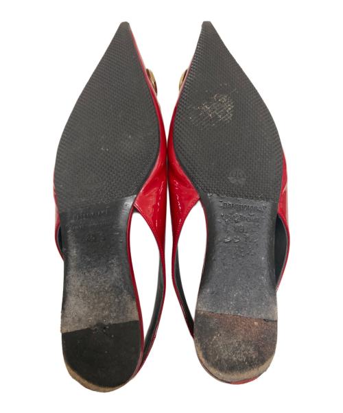 BALENCIAGA（バレンシアガ）BALENCIAGA (バレンシアガ) BBロゴポインテッドトゥミュール レッド サイズ:XLの古着・服飾アイテム