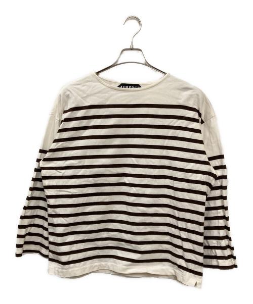 AUBERGE（オーベルジュ）AUBERGE (オーベルジュ) COCOボーダーカットソー ホワイト×ブラウン サイズ:Lの古着・服飾アイテム