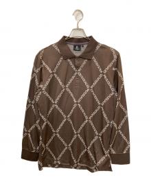 1piu1uguale3×戸賀敬城（ウノピュウノウグァーレトレ）の古着「113 GOLF ARGYLE LOGO L/S POLO / ロゴ総柄ゴルフポロシャツ」｜ブラウン