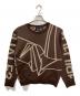 1piu1uguale3（ウノピュウノウグァーレトレ）の古着「ロゴジャガードニット」｜ブラウン