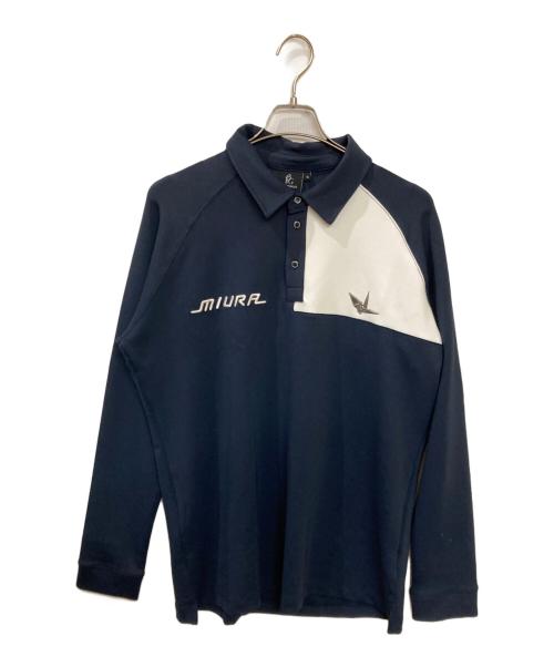1piu1uguale3（ウノピュウノウグァーレトレ）1piu1uguale3 (ウノピュウノウグァーレトレ) 三浦技研 (ミウラギケン) ストレッチ長袖ポロシャツ ネイビー サイズ:6の古着・服飾アイテム