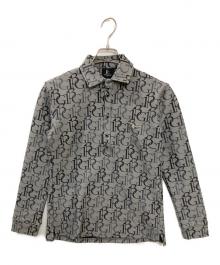 1piu1uguale3（ウノピュウノウグァーレトレ）の古着「FULL LOGO POLO / 113総柄ロゴ ロングスリーブ ポロ Tシャツ」｜グレー