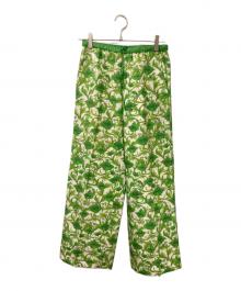 DRAWER（ドゥロワー）の古着「グリーンフラワードロストパンツ」｜グリーン