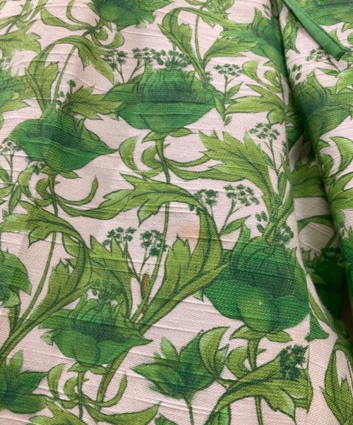 DRAWER（ドゥロワー）DRAWER (ドゥロワー) グリーンフラワードロストパンツ グリーン サイズ:Sの古着・服飾アイテム