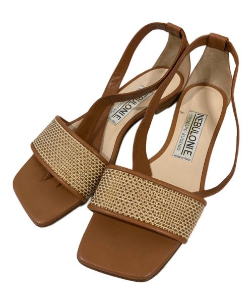 NEBULONIE（ネブローニ）NEBULONIE (ネブローニ) リボンフラットサンダル ブラウン サイズ:37の古着・服飾アイテム