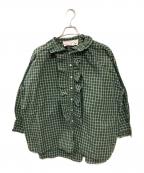 dahl'iaダリア）の古着「チェックフリルシャツ / ブラウス」｜グリーン