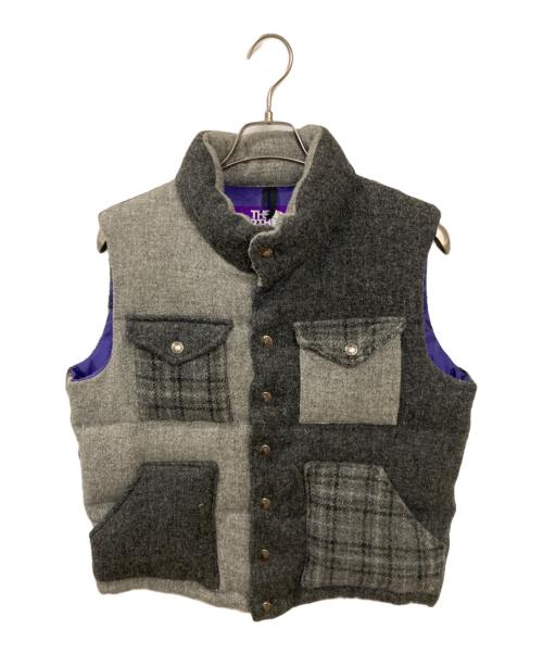 THE NORTHFACE PURPLELABEL（ザ・ノースフェイス パープルレーベル）THE NORTHFACE PURPLELABEL (ザ・ノースフェイス パープルレーベル) Harris Tweed (ハリスツイード) ツイード切替ダウンベスト グレー サイズ:Mの古着・服飾アイテム