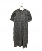 UNITED ARROWSユナイテッドアローズ）の古着「オープン バックリボン チェックワンピース」｜ブラック×グレー