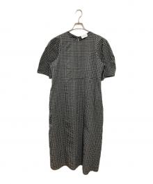 UNITED ARROWS（ユナイテッドアローズ）の古着「オープン バックリボン チェックワンピース」｜ブラック×グレー