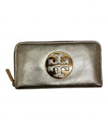 TORY BURCH（トリーバーチ）の古着「ラウンドファスナー財布」｜ゴールド