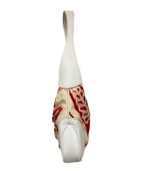 GUCCI（グッチ）GUCCI (グッチ) 総柄ナイロンキャンバスレザーハンドバック ホワイトの古着・服飾アイテム