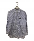 PLAY COMME des GARCONSプレイコムデギャルソン）の古着「Stripe Shirt With Black Emblem Pattern A」｜ブルー