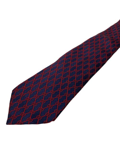 GUCCI（グッチ）GUCCI (グッチ) GG総柄ネクタイ レッド×ネイビー サイズ:不明(実寸サイズをご確認ください)の古着・服飾アイテム