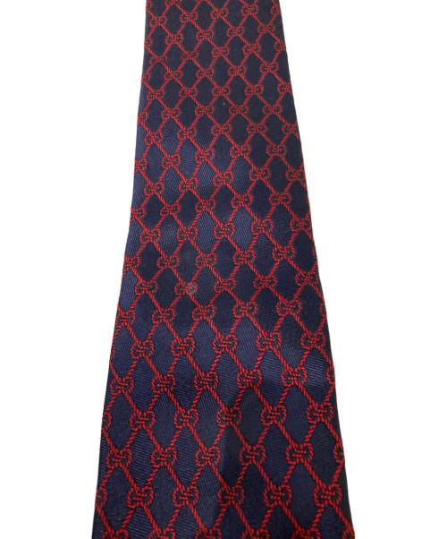 GUCCI（グッチ）GUCCI (グッチ) GG総柄ネクタイ レッド×ネイビー サイズ:不明(実寸サイズをご確認ください)の古着・服飾アイテム