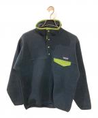 Patagoniaパタゴニア）の古着「シンチラスナップTプルオーバー / フリースジャケット」｜ネイビー×ライムグリーン