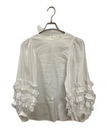 YORI（ヨリ）の古着「サークルフリルスリーブブラウス」｜ホワイト