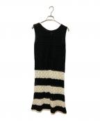 babacoババコ）の古着「LEAF LACE STRIPE ワンピース」｜ブラック