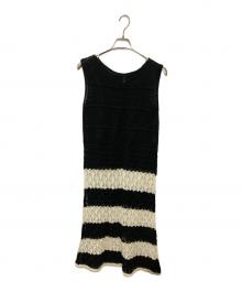 babaco（ババコ）の古着「LEAF LACE STRIPE ワンピース」｜ブラック