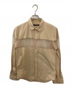 DRESSEDUNDRESSEDドレスドアンドレスド）の古着「シアー切替シャツ」｜カーキ
