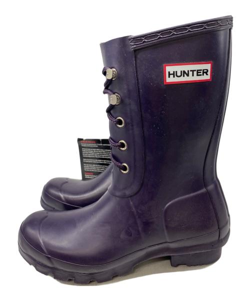 HUNTER（ハンター）HUNTER (ハンター) オリジナルレースショートレインブーツ パープル サイズ:UK5の古着・服飾アイテム