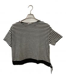 MONCLER（モンクレール）の古着「MAGLIA/ドローコードボーダーカットソー」｜ホワイト×ブラック
