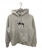stussyステューシー）の古着「STOCK LOGO/プルオーバーパーカー」｜グレー