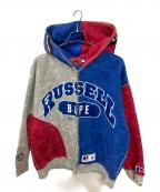 A BATHING APE×RUSSELL ATHLETICア ベイシング エイプ×ラッセルアスレチック）の古着「SHARK FULL ZIP HOODIE / シャークパーカー」｜ブルー×レッド